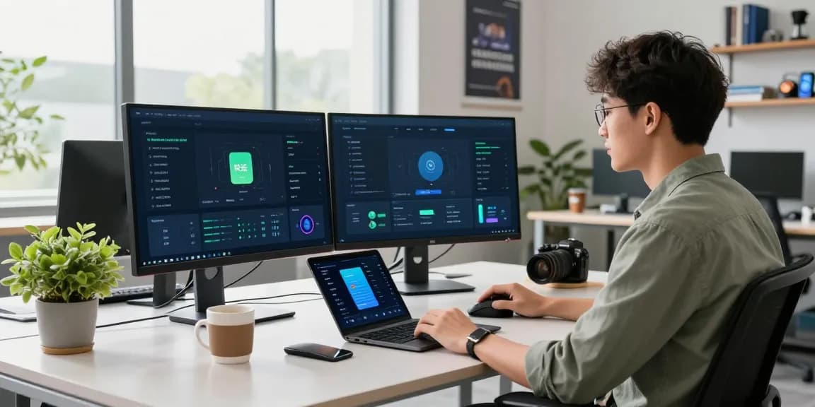 快连 application enhancing productivity in a modern tech workspace with connectivity metrics.