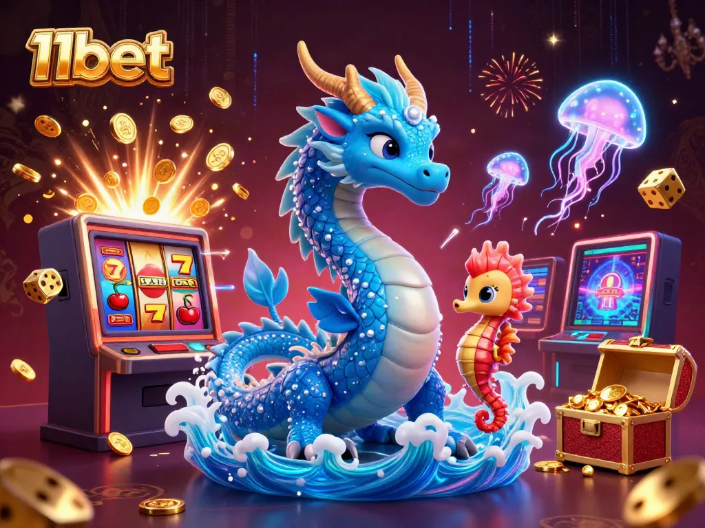 Engage with exciting jackpots at 11bet as a vibrant azure water dragon and coral knight showcase online gaming fun.