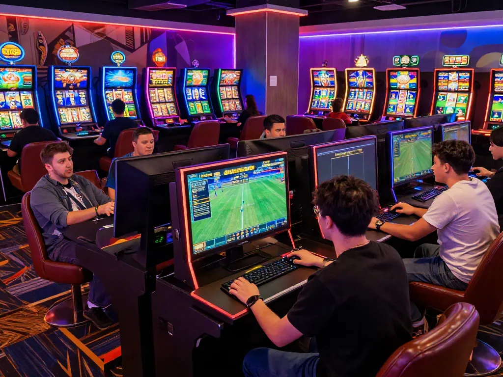 Players enjoying a dynamic gaming experience at SV88, showcasing vibrant gambling atmosphere and cutting-edge technology.