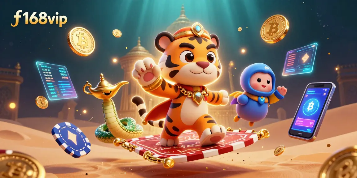 Experience thrilling gaming action with f168vip as the tiger sultan navigates a vibrant poker chip landscape.