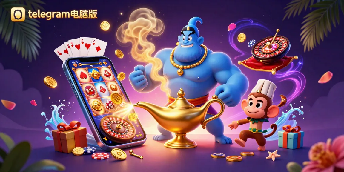 通过这幅3D卡通插图,在telegram电脑版中参与令人兴奋的老虎机游戏和生动的赌场活动。