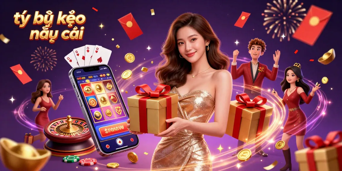 Experience the excitement of tỷ lệ kèo nhà cái with a glamorous Asian woman celebrating wins in a festive casino.