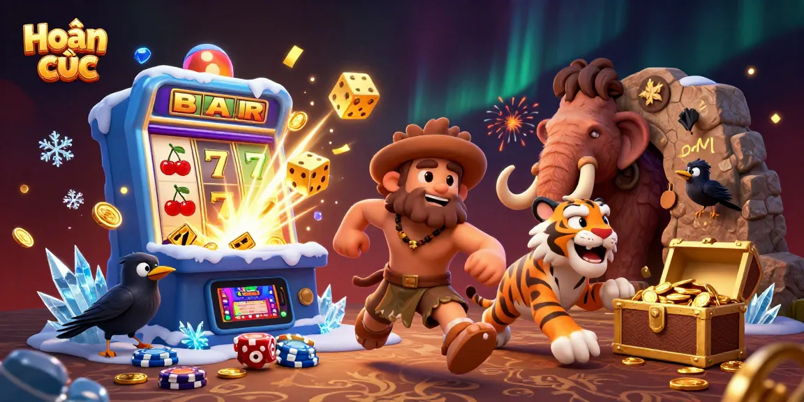 Engage with Hoàn trả cược as a prehistoric duo of caveman and sabertooth run a vibrant casino.