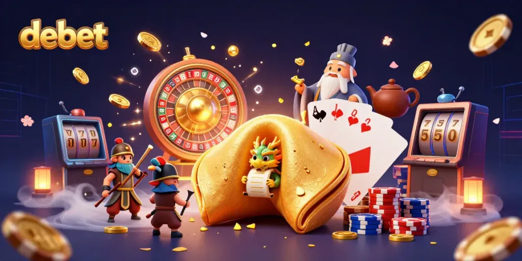 Experience debet with vibrant slot machines and golden treasures in this captivating 3D scene.
