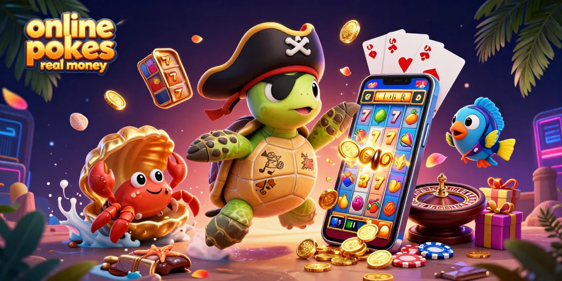 Engage with online pokies real money through an exciting 3D casino scene illustrating vibrant characters and game elements.