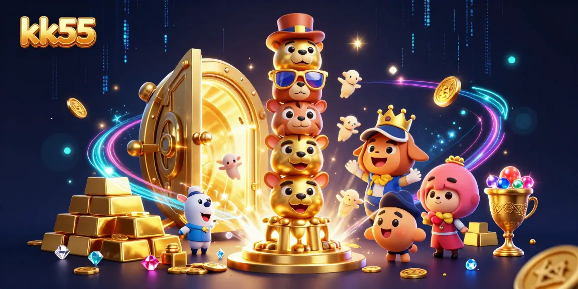 Experience delightful gambling adventures with kk55 as gold and gems burst from a treasure vault.