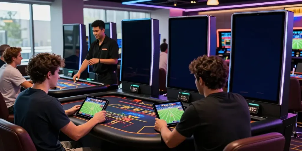 Engaging scene at https://red88.limited/ showcasing players enjoying diverse gaming activities in a vibrant, modern casino environment.