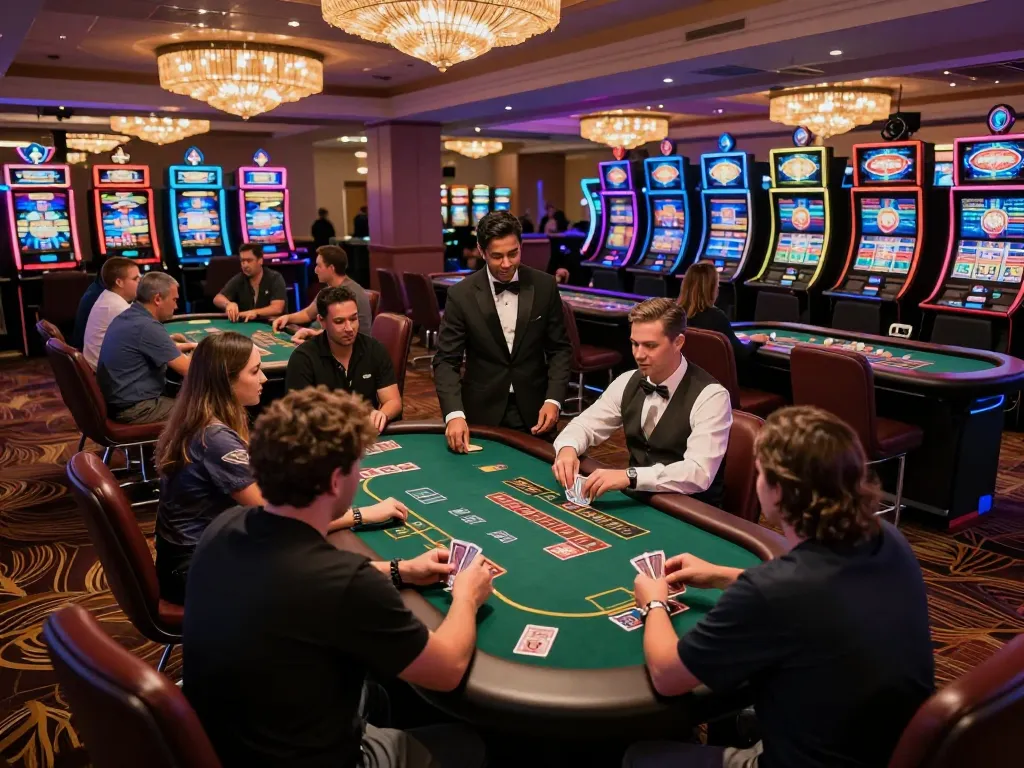 Players engaged in strategic blackjack game at casino while exploring XX 88 betting options.