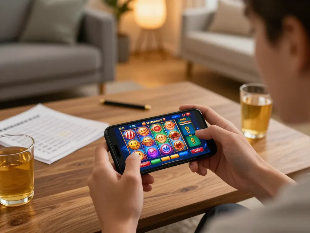 Experience rr88's exciting mobile gaming with vibrant slot machines displayed on a smartphone screen.